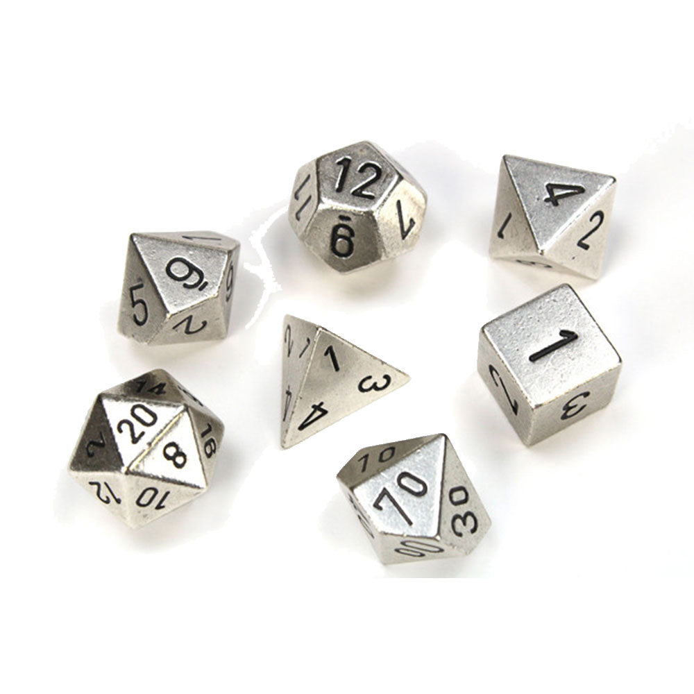  Polyedrisches Chessex-Set mit 7 Würfeln aus Metall