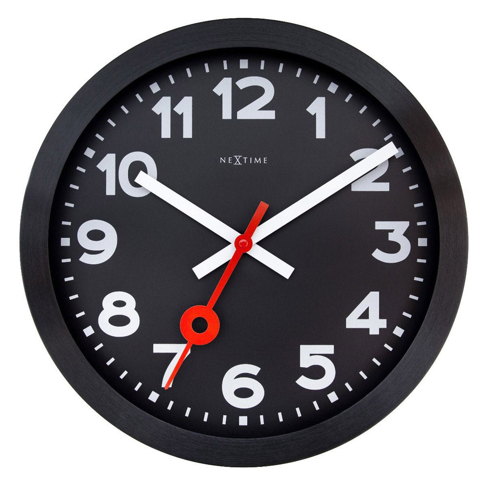 NeXtime Station Wall Clock 35cm (All Black)