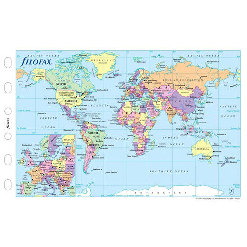 Filofax World Map Pocket Organiser