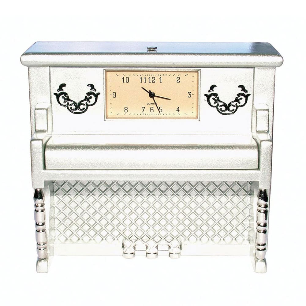 GDesign Upright Piano with Clock (Matte Silver)