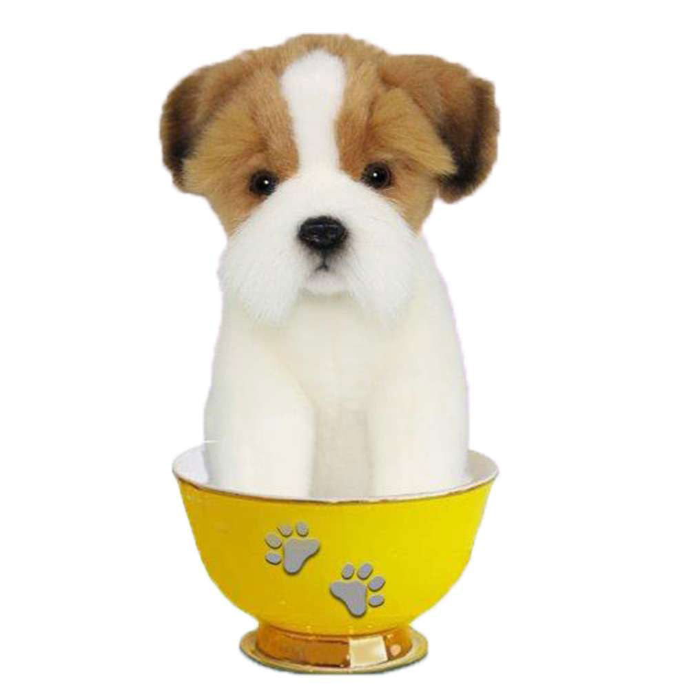 Tasse de thé à chiens réaliste jouet en peluche 15cm