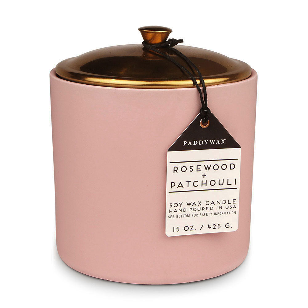 Hygge Rosewood Patchouli Candle em cerâmica (blush)