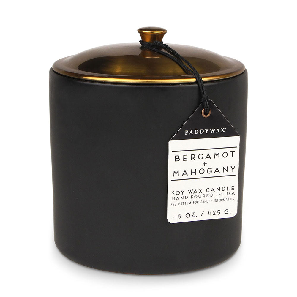 Vela de mahogonía de Hygge Bergamot en cerámica (negro)