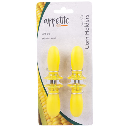 Appetito Soft Grip Corn Holders 4pcs (Yellow)