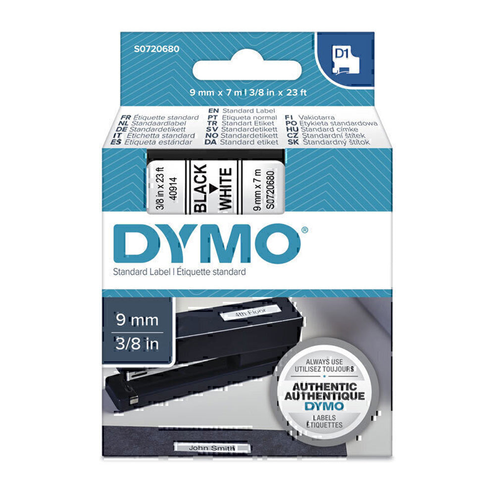 Dymo Black op witte etikettering tape