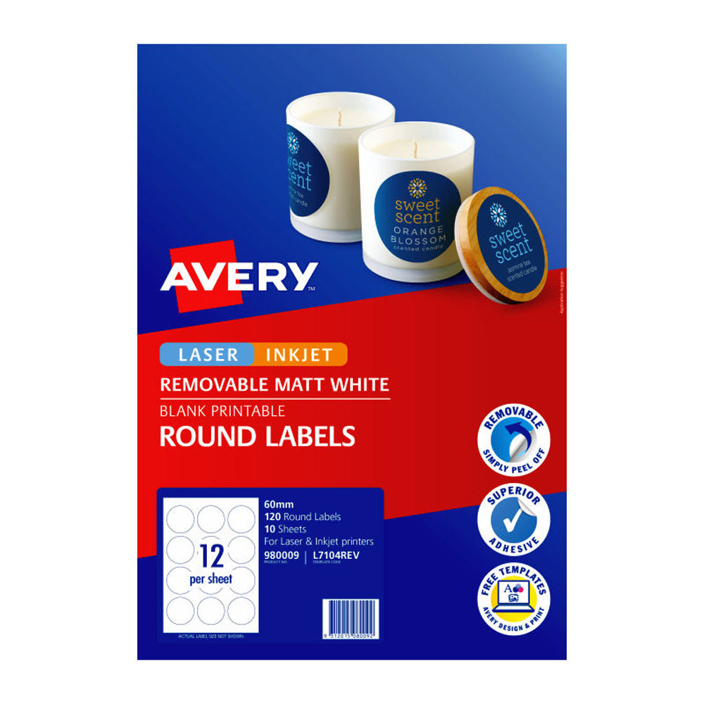 Avery ronde labels 60 mm 12up 10pk