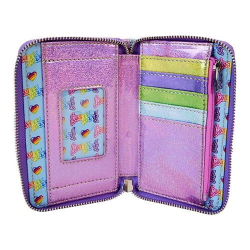 Lisa Frank Holographic Glitter Color Block Zip runt plånboken