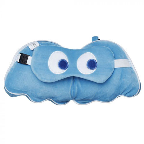 Relaxeazzz Pac-Man Blue Ghost Travel Pillow & Eye Mask Set