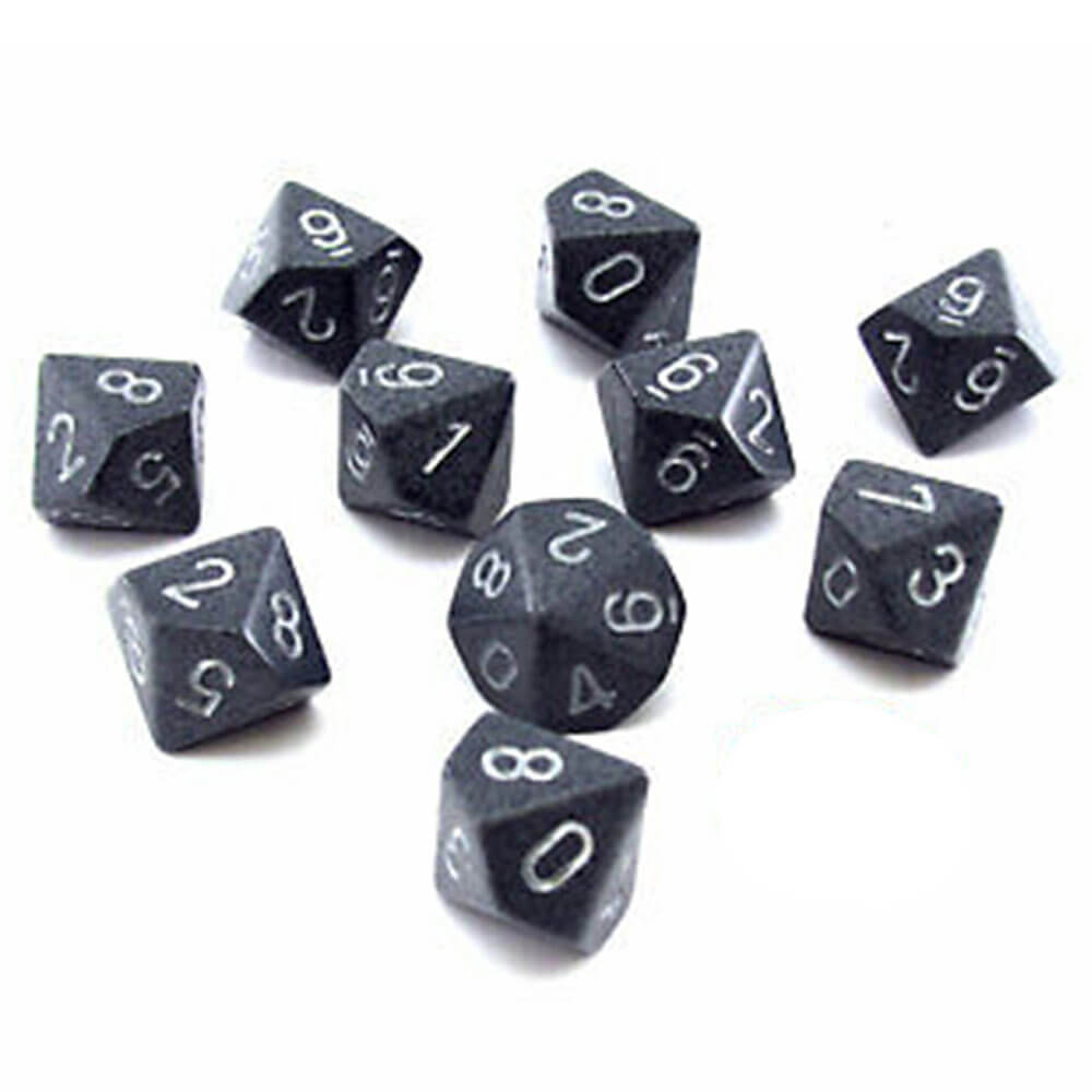 Chessex D10 Polyedrale 10-die gespikkelde set