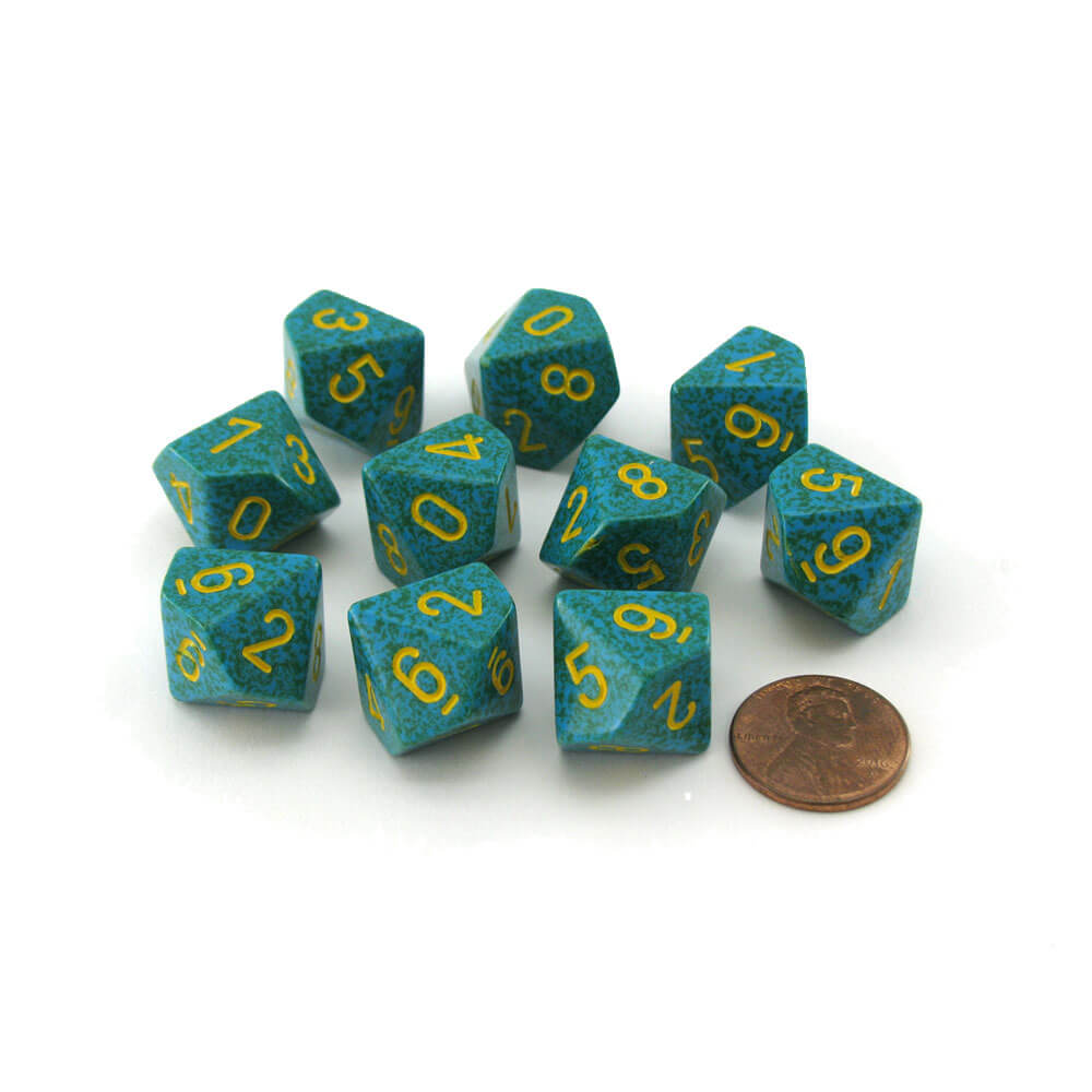 Chessex D10 Polyedrale 10-die gespikkelde set