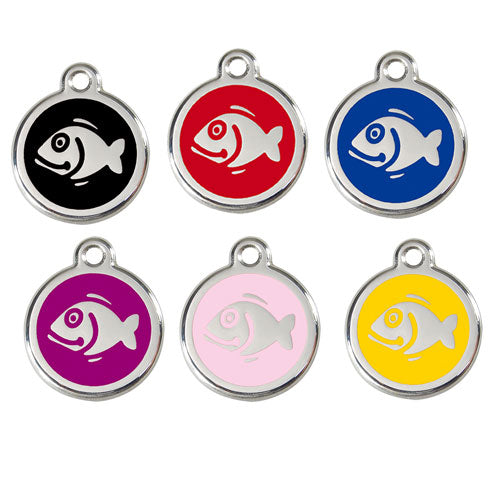 Stainless Steel Enamel Fish Cat Tags (Small)