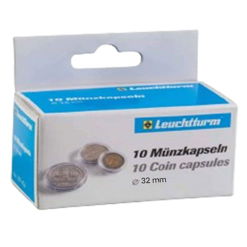 Cápsulas de monedas Leuchtturm 10pk (del tamaño 30-39)