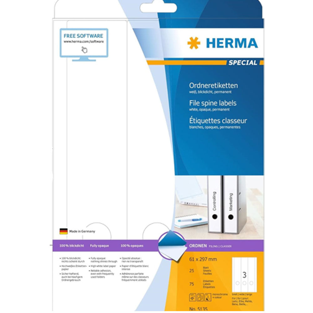 Herma File Spine Labels A4 25pc (vit)