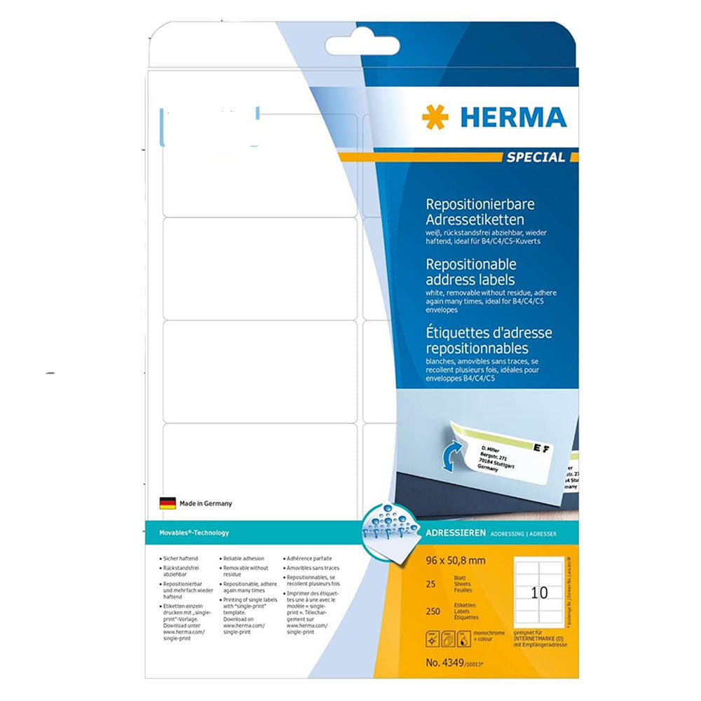 Herma -limadressetiketter A4 25 st (vit)