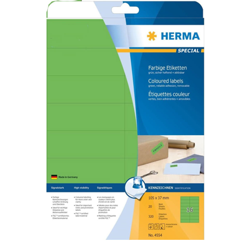 Herma Removable Colored Labels A4 20pc（105x37mm）