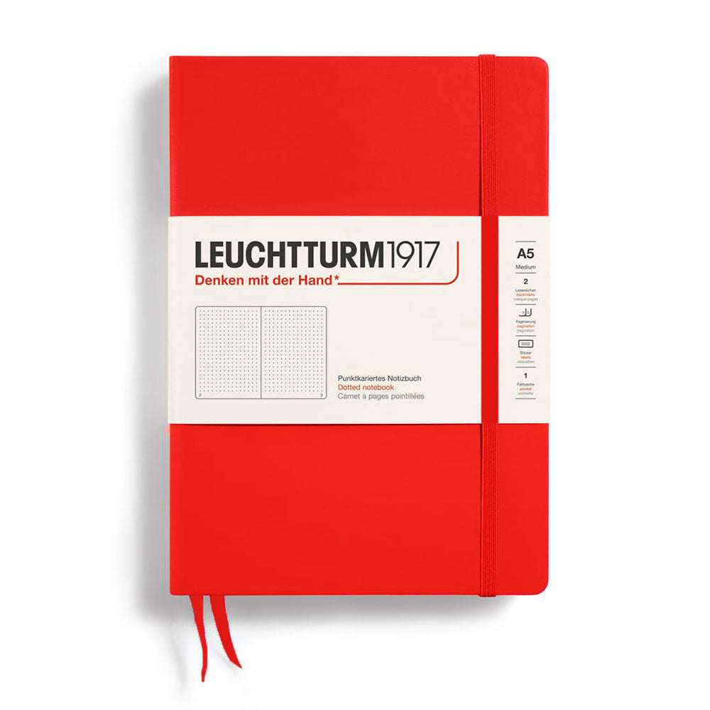 Leuchtturm w twardej okładce kropkowana notatnik A5 (czerwony)