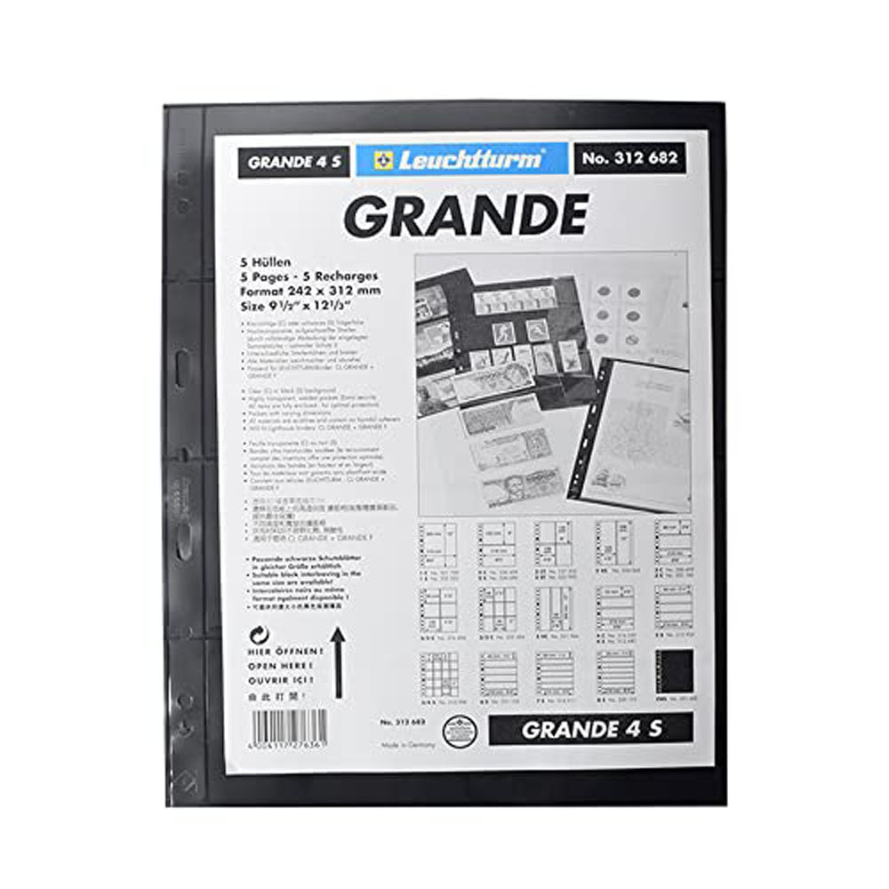 Leuchtturm Grande plastikowe arkusze kieszonkowe 5pk (czarny)