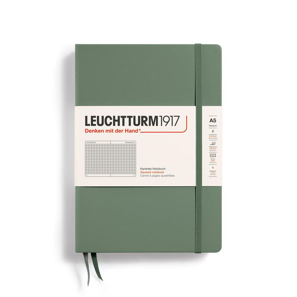 Leuchtturm Hardcover Squared Notebook A5 (grøn)