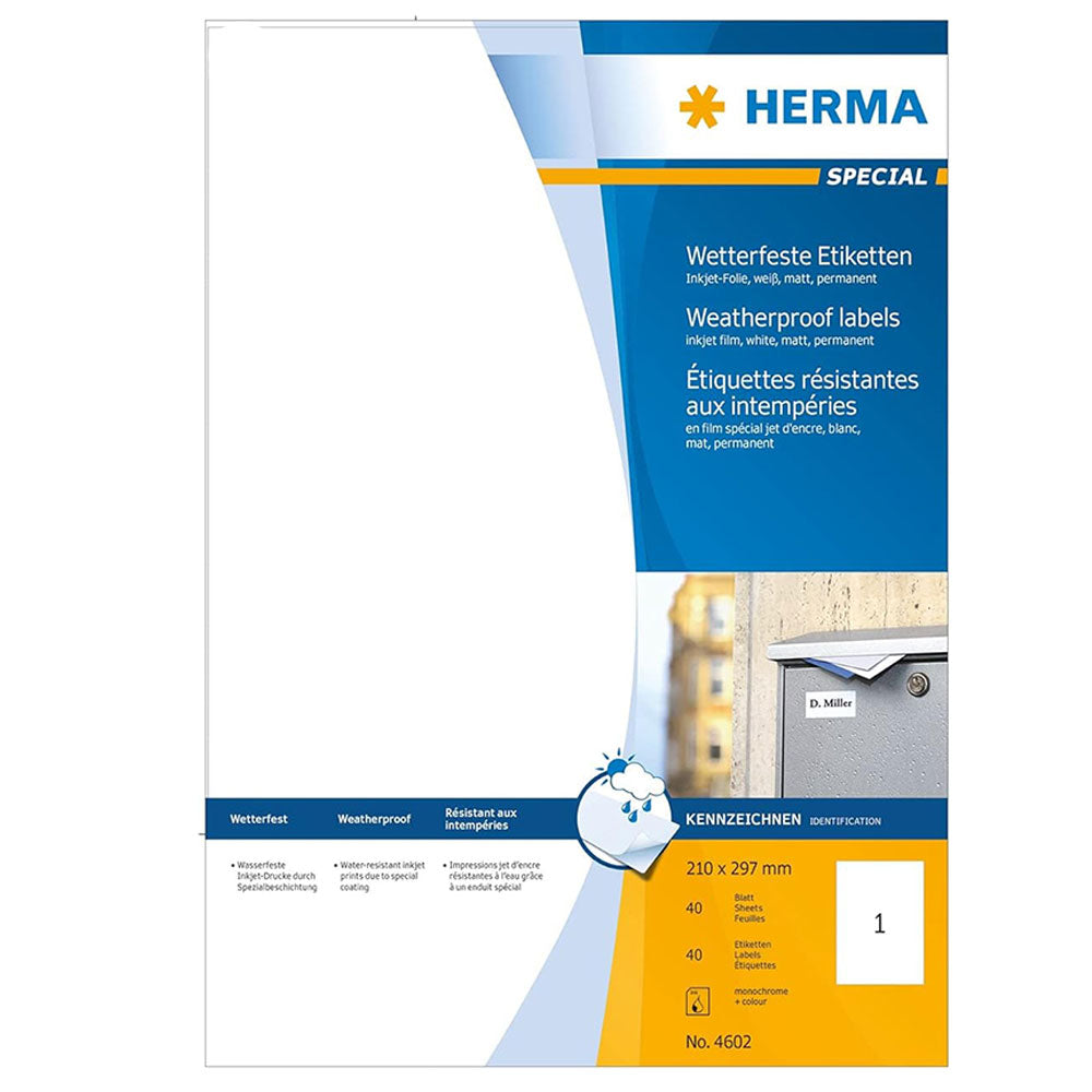 Herma vejrbestandig inkjet -etiketter A4 40pc