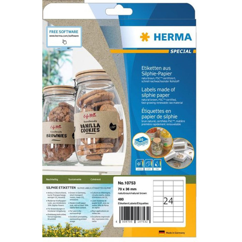 Herma Silphie Papiretiketter A4 20pc (Natural)