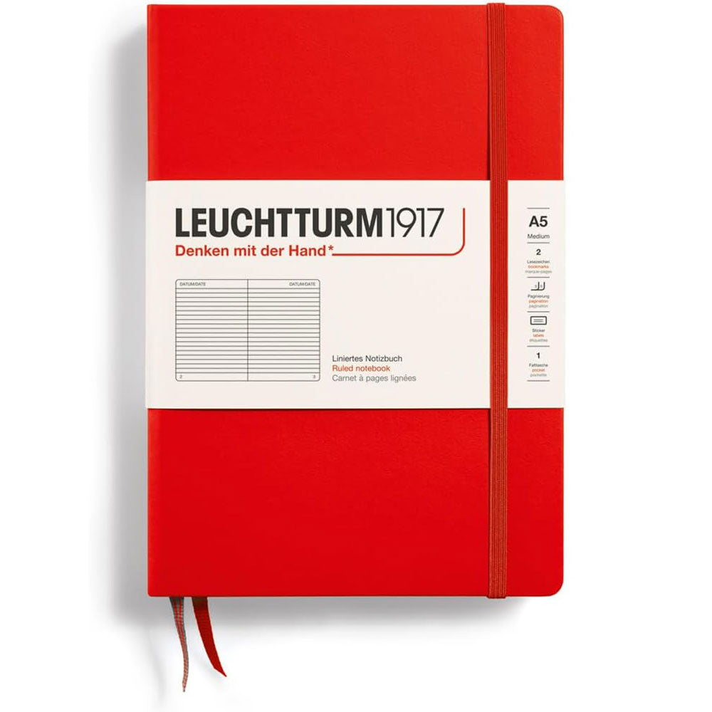 Leuchtturm Hardcover styrede notebook A5 (rød)