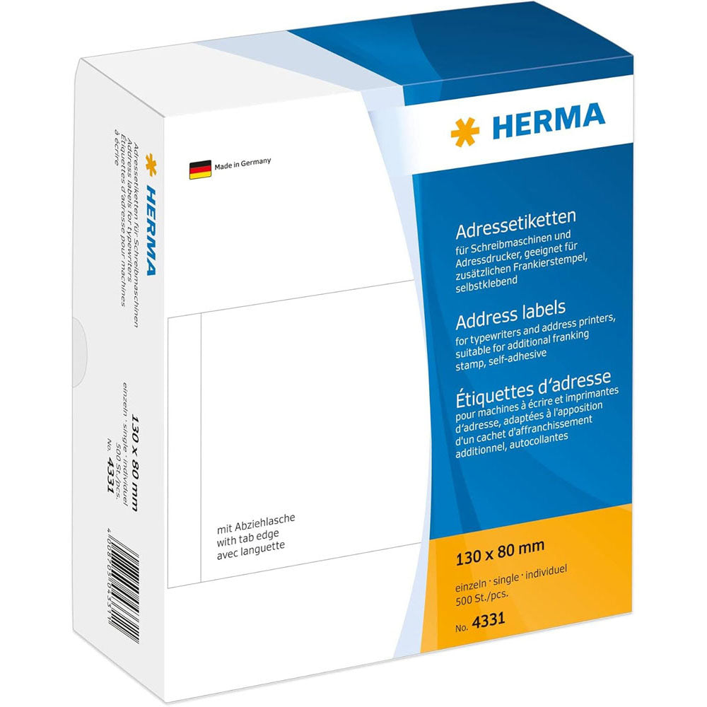 Herma Adressetikett Singlar White 500 st