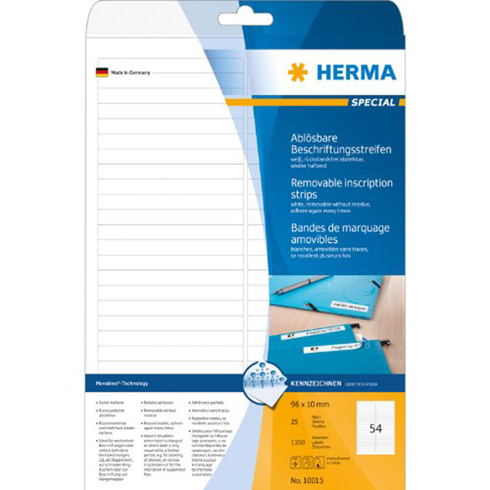 Herma Removable Labels A4 96mm 25pc（白）