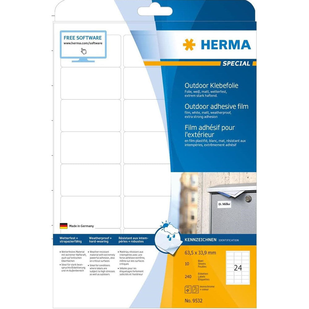 Herma utomhusfilm etiketter A4 10pc (vit)