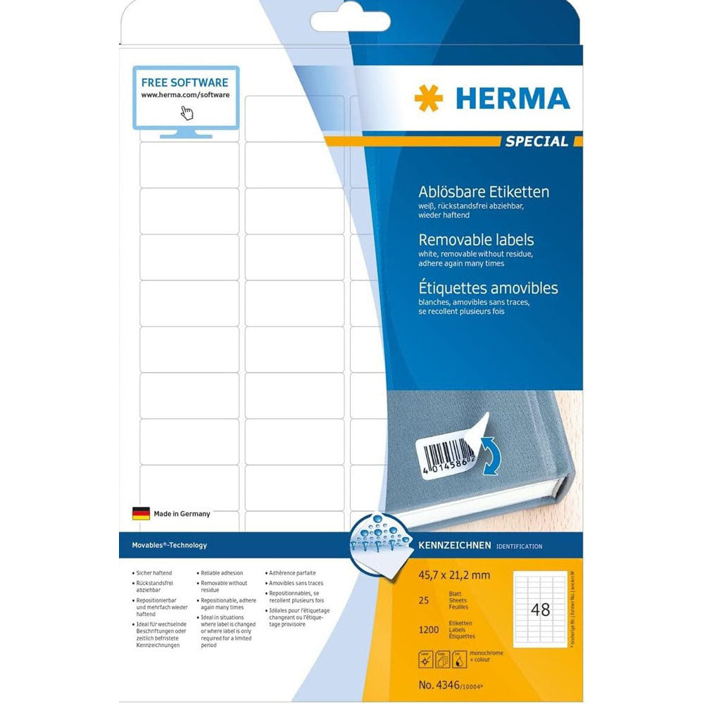 Herma Removable Labels A4 25pc (White)