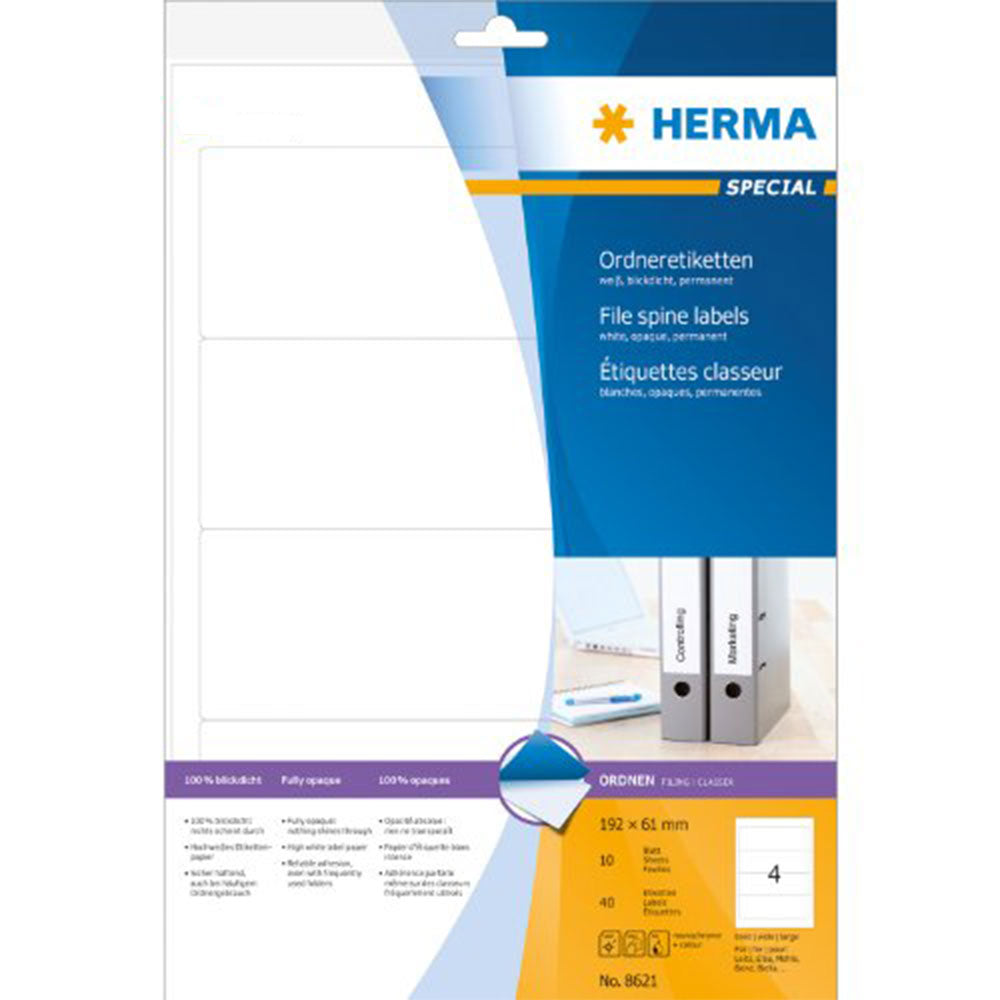 Herma File Spine Opaque Labels A4 10pc (vit)