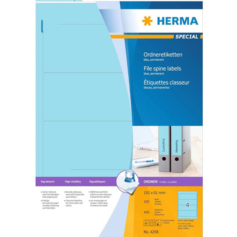 Herma farvede fil rygsøjleetiketter A4 100pc (192x61mm)