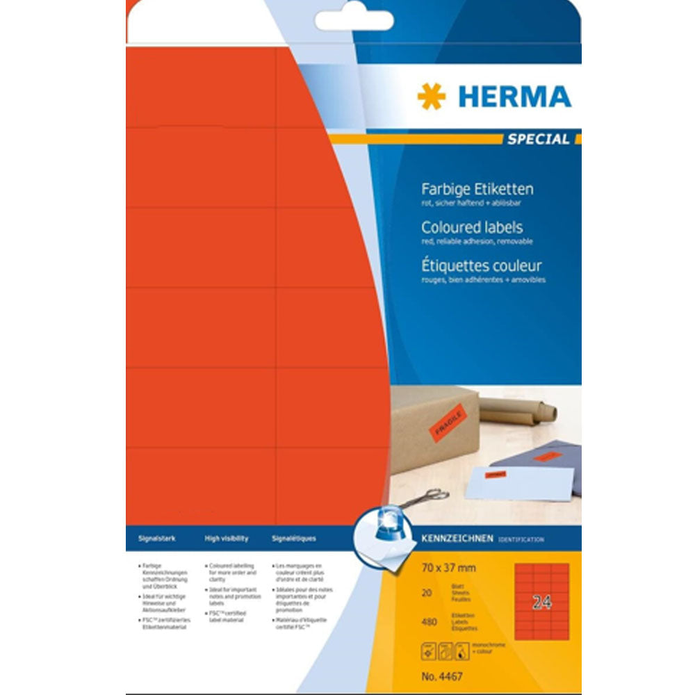 Herma Removable ColoredラベルA4 20pc（70x37mm）