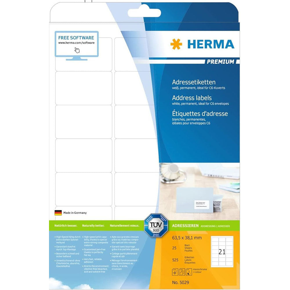 Herma Premium -adressetiketter A4 38,1mm 25 st