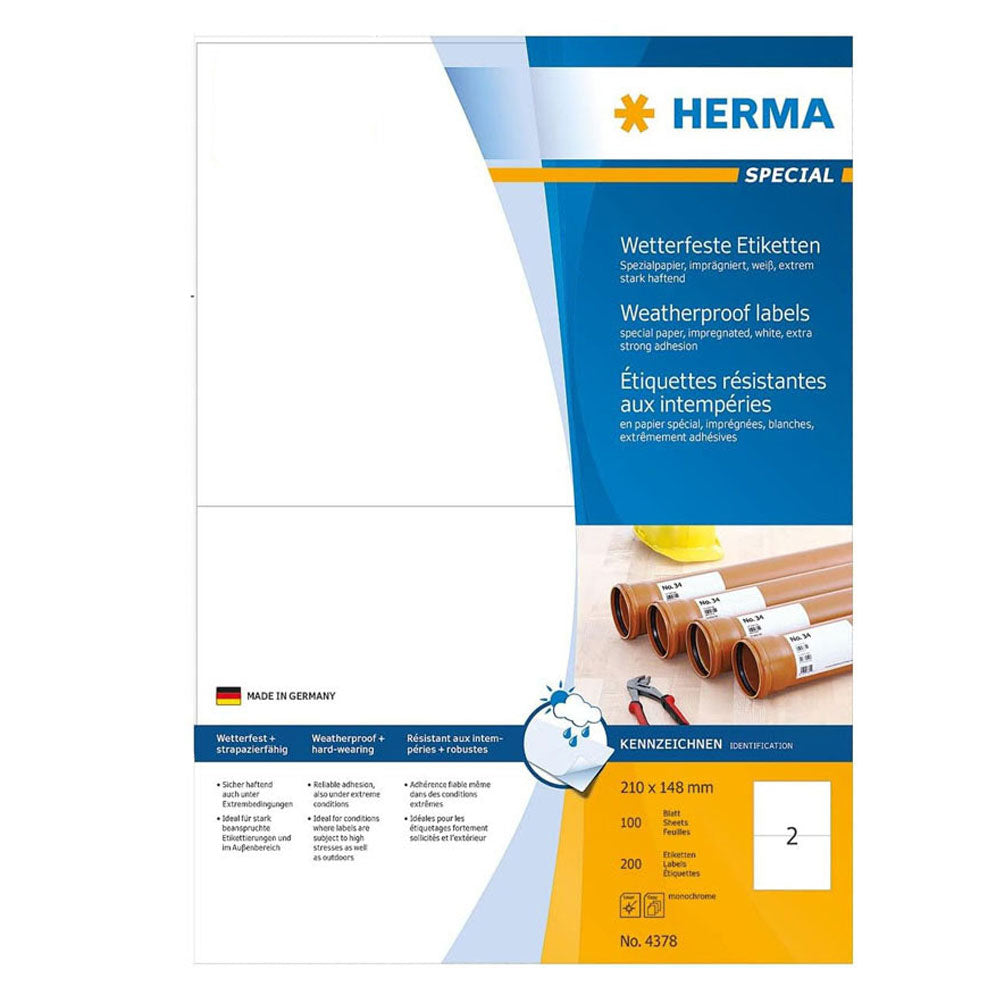 Herma impregnerade etiketter A4 100 st (vit)