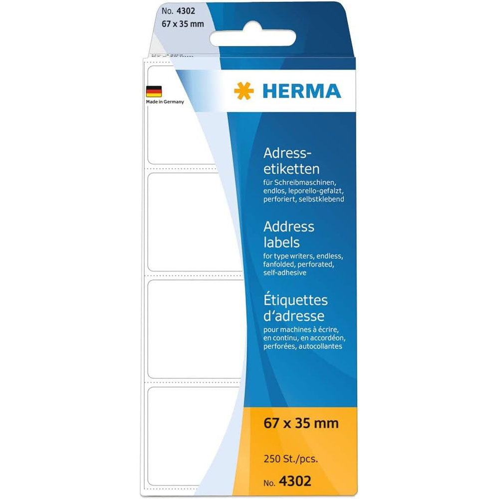 Herma Fanfolded Adres Etyels White 250pc