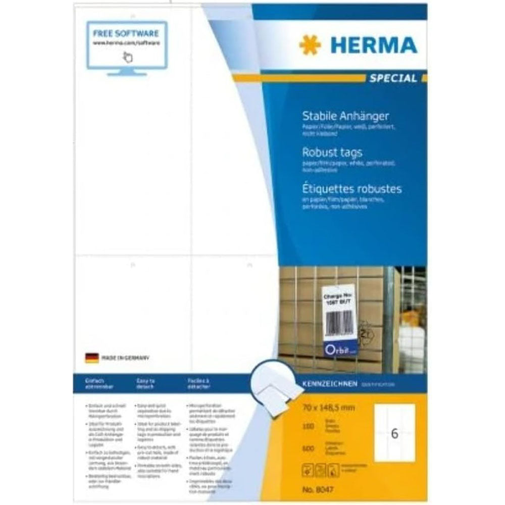 HERMA ROBUST PERFORATEDE TAGS A4 100PC