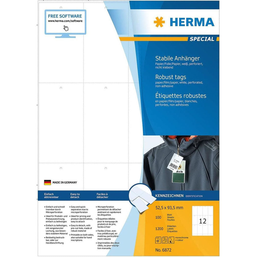 Herma Robust Perforated Tags A4 100pc