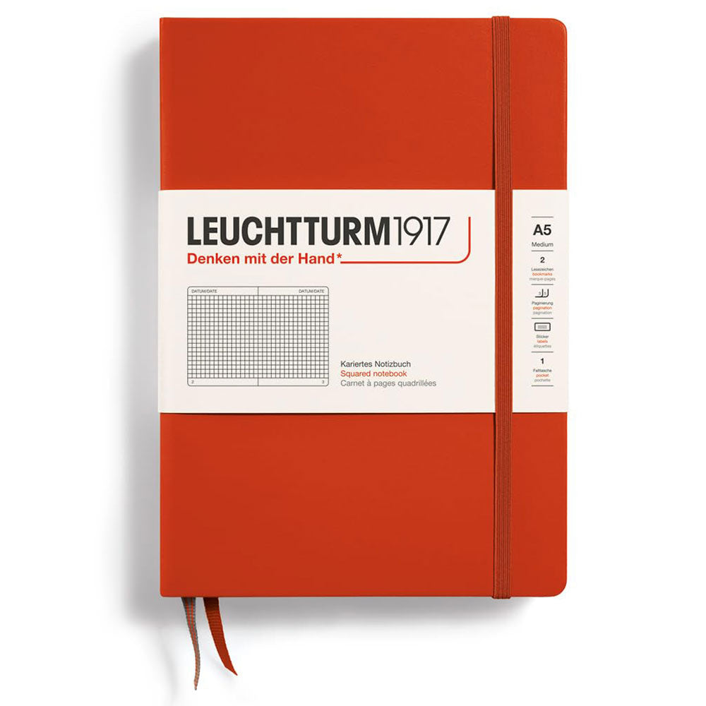 Leuchtturm Hardcover Squared Notebook A5 (rød)