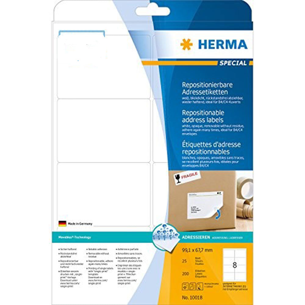 Herma Removable Opaque Labels A4 25pc (White)