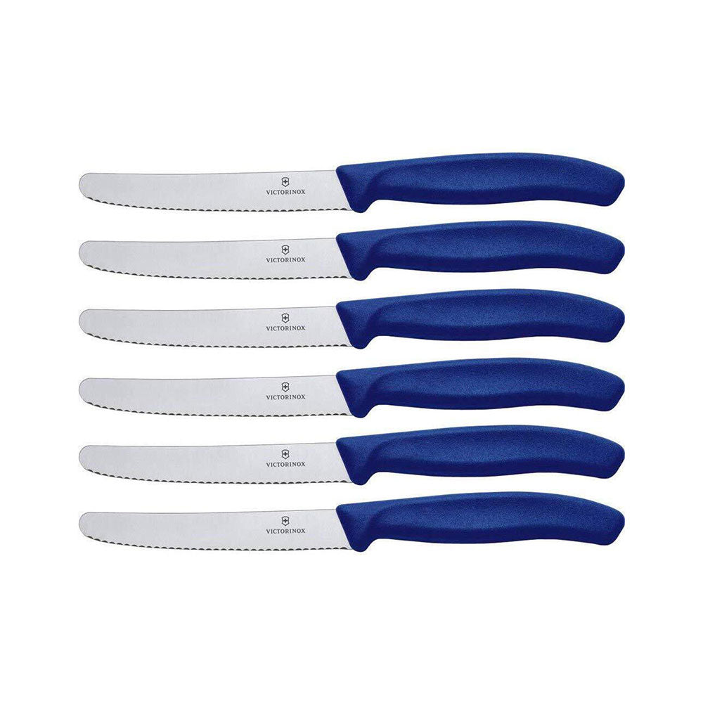 Klassisk rund spids Serrated Steak & Tomato Knife (blå)