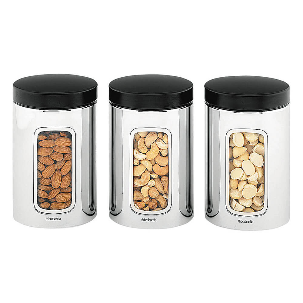 STORAGE CANISTER W / Window Set de 3 (1,4L)