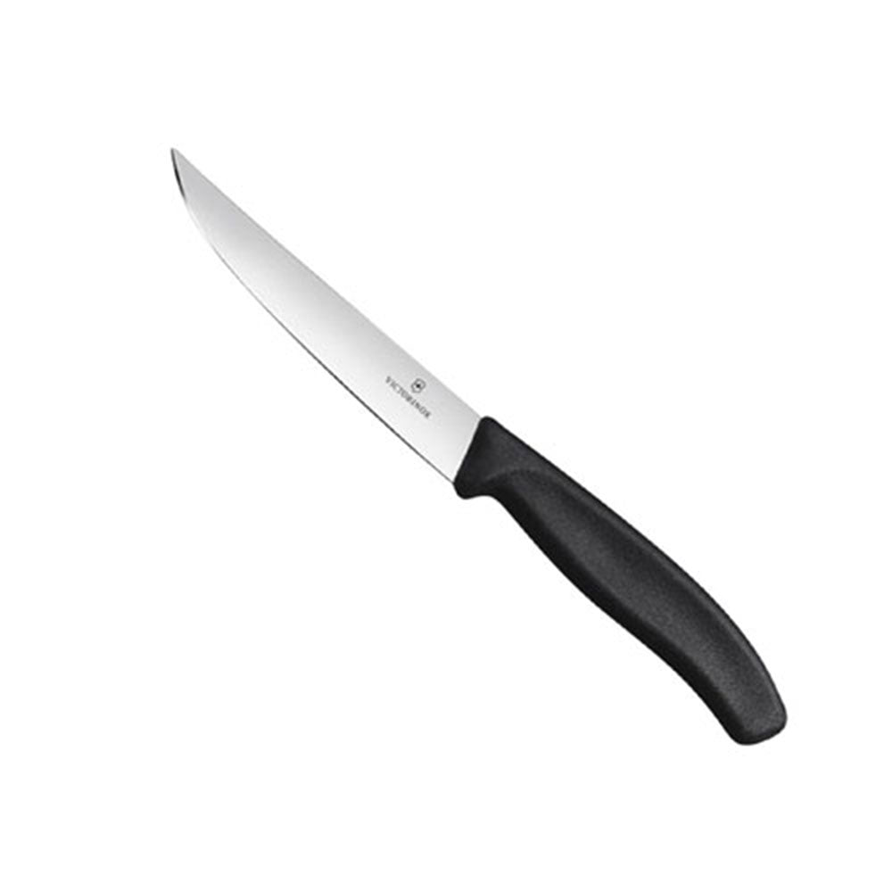 Bred klinge lige kant bøf kniv 12 cm (sort)