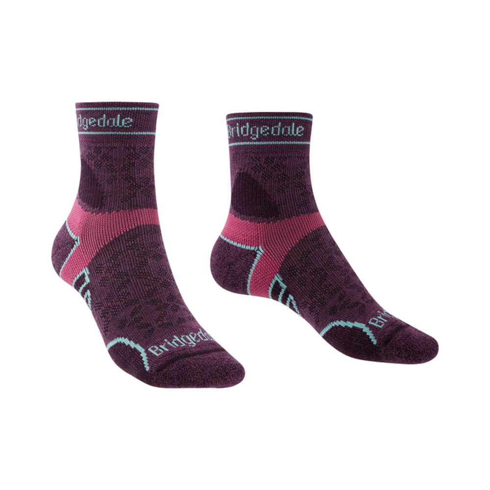  Damen Merino Sport 3/4 Socken (Damson)