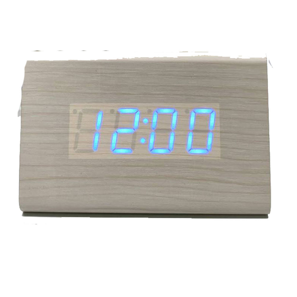 Reloj de mesa LED de madera tri -bar