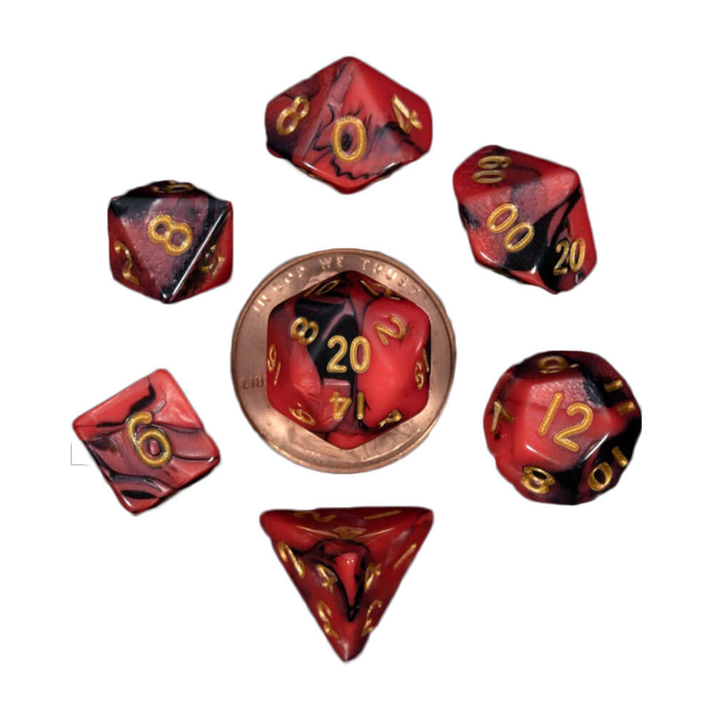 MDG Mini Poly Dice Set (w/ złoto)