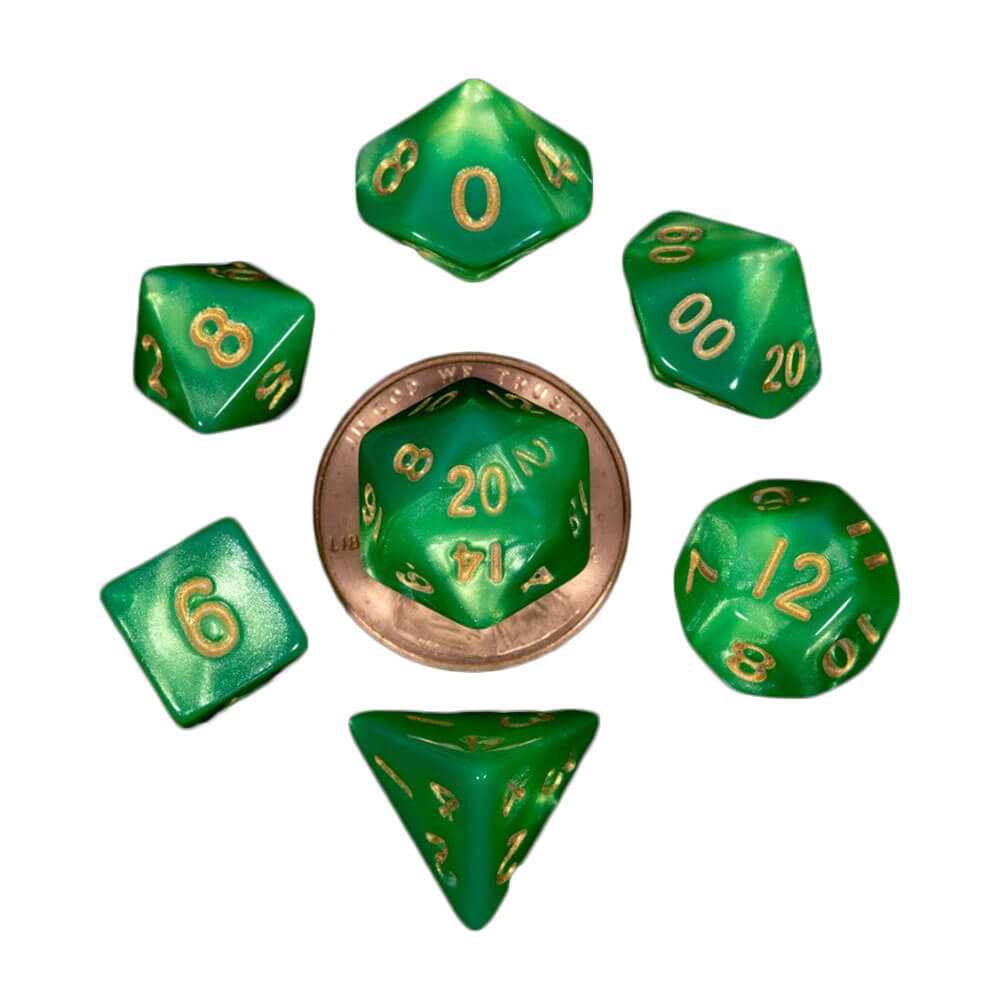 MDG Mini Poly Dice Set (w/ złoto)