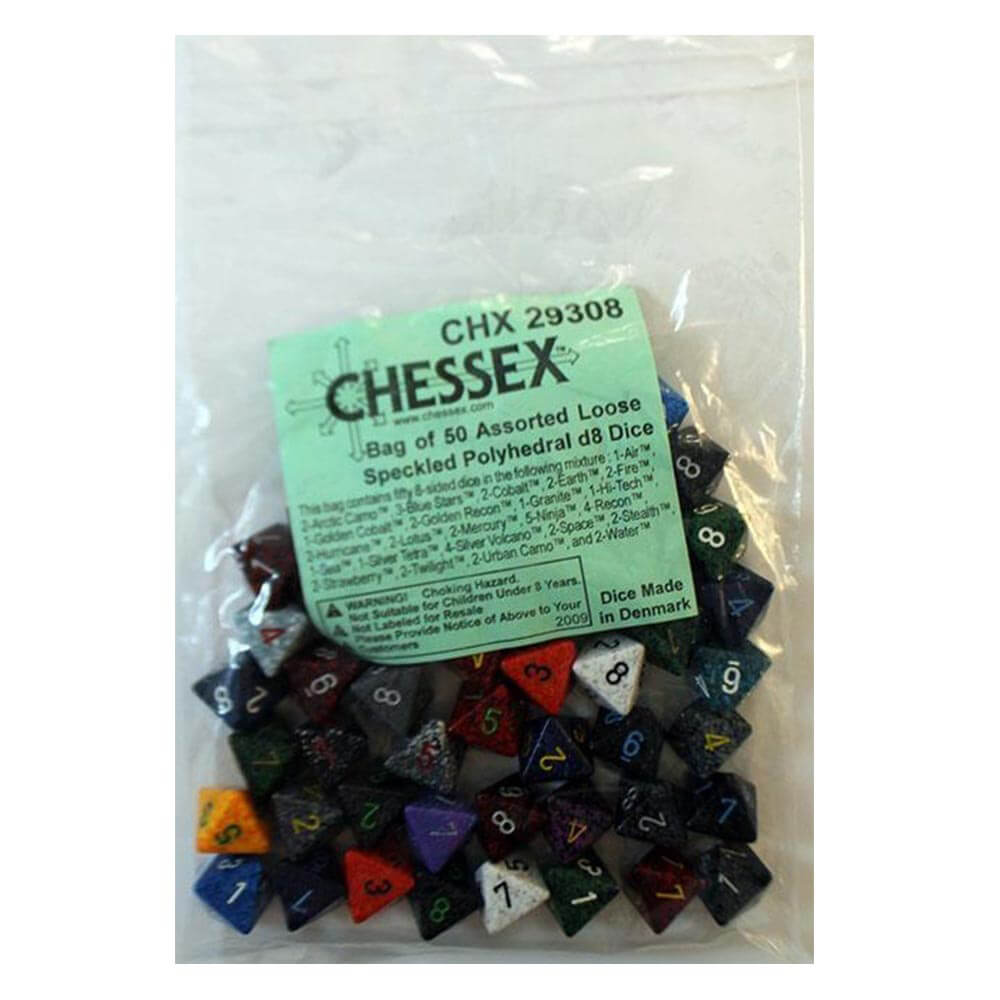 D8 DICE BORDED LOOK POLYHEDRAL (50 DICE)