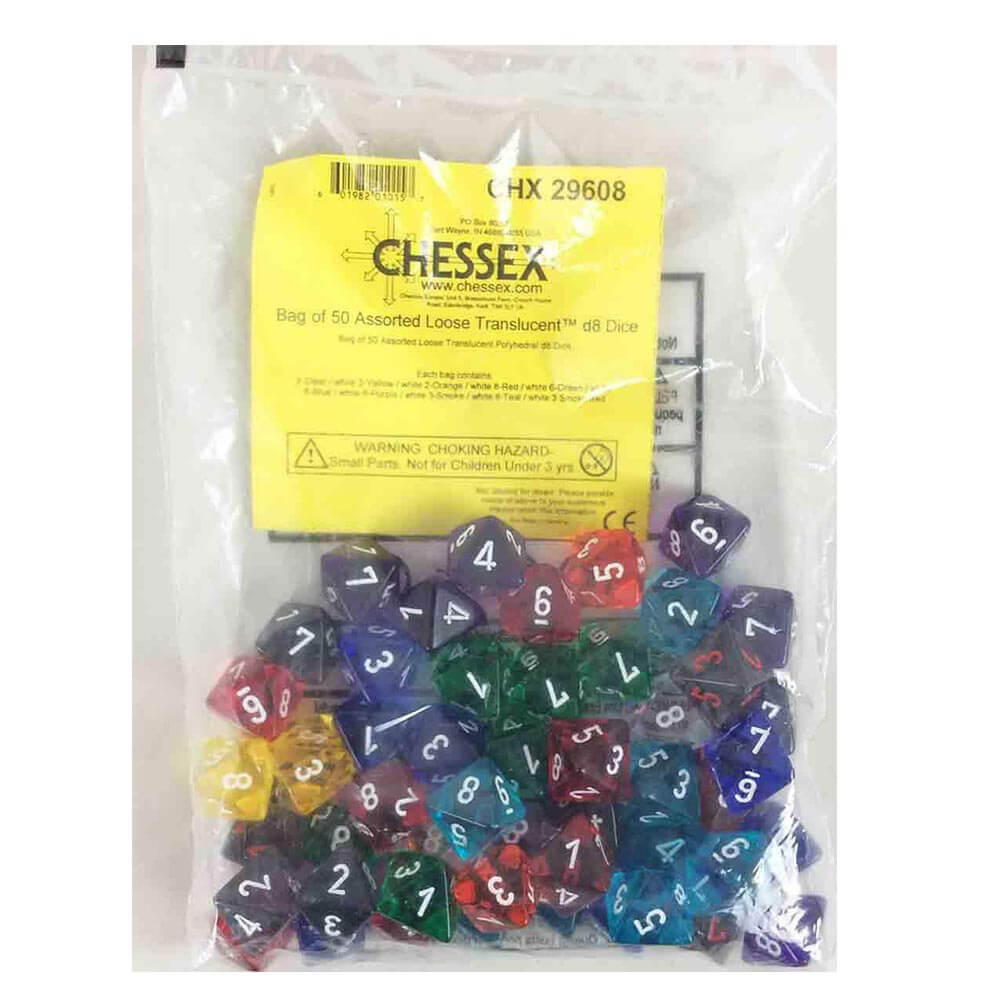 D8 DICE BORDED LOOK POLYHEDRAL (50 DICE)