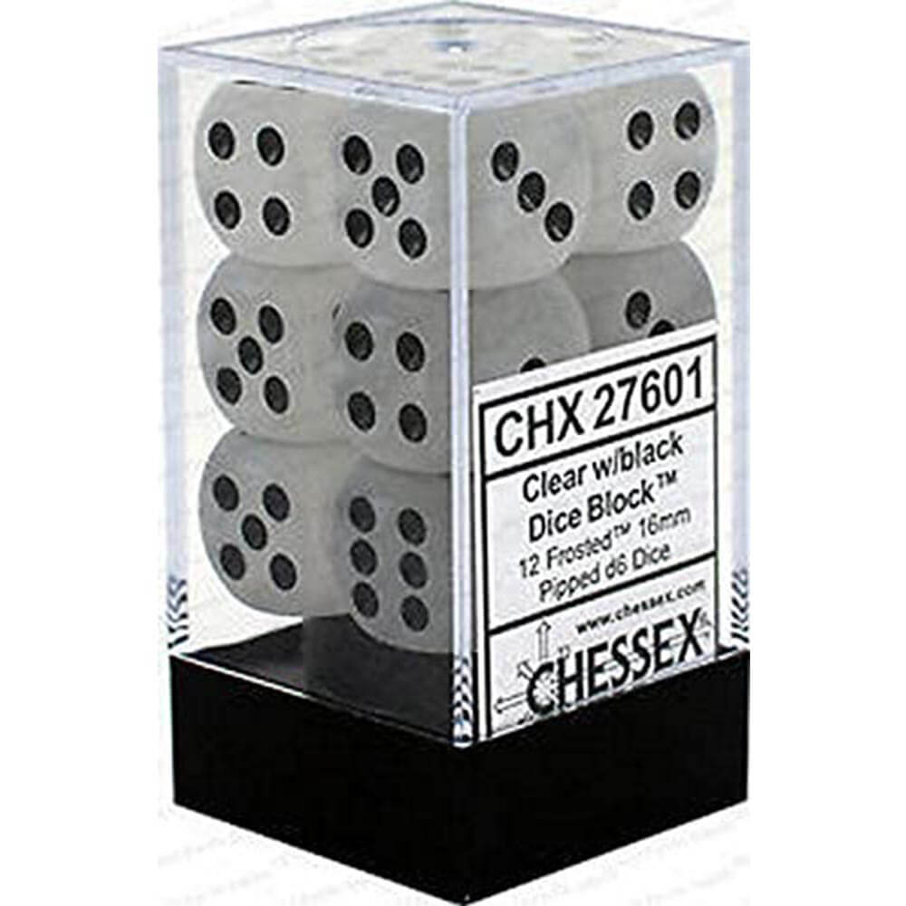 D6 DICE Frosted 16mm (12 tärningar)