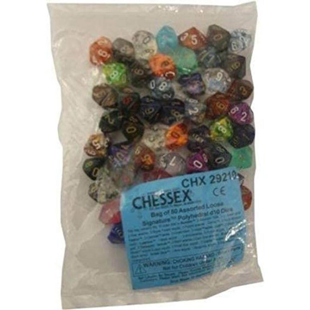 D10 terninger assortert løs polyhedral (50 terninger)